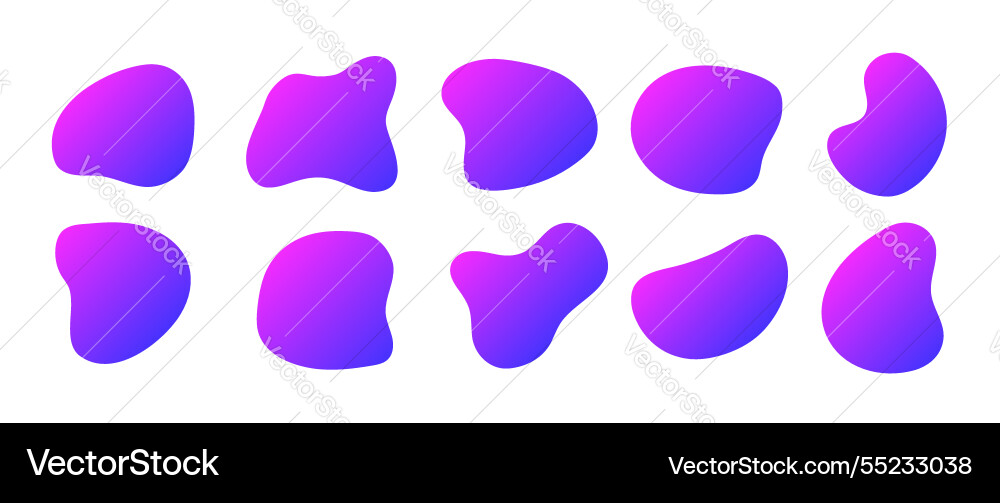 Freeform colorful shapes set of abstract gradient Freeform colorful shapes set of abstract gradient Vector Image