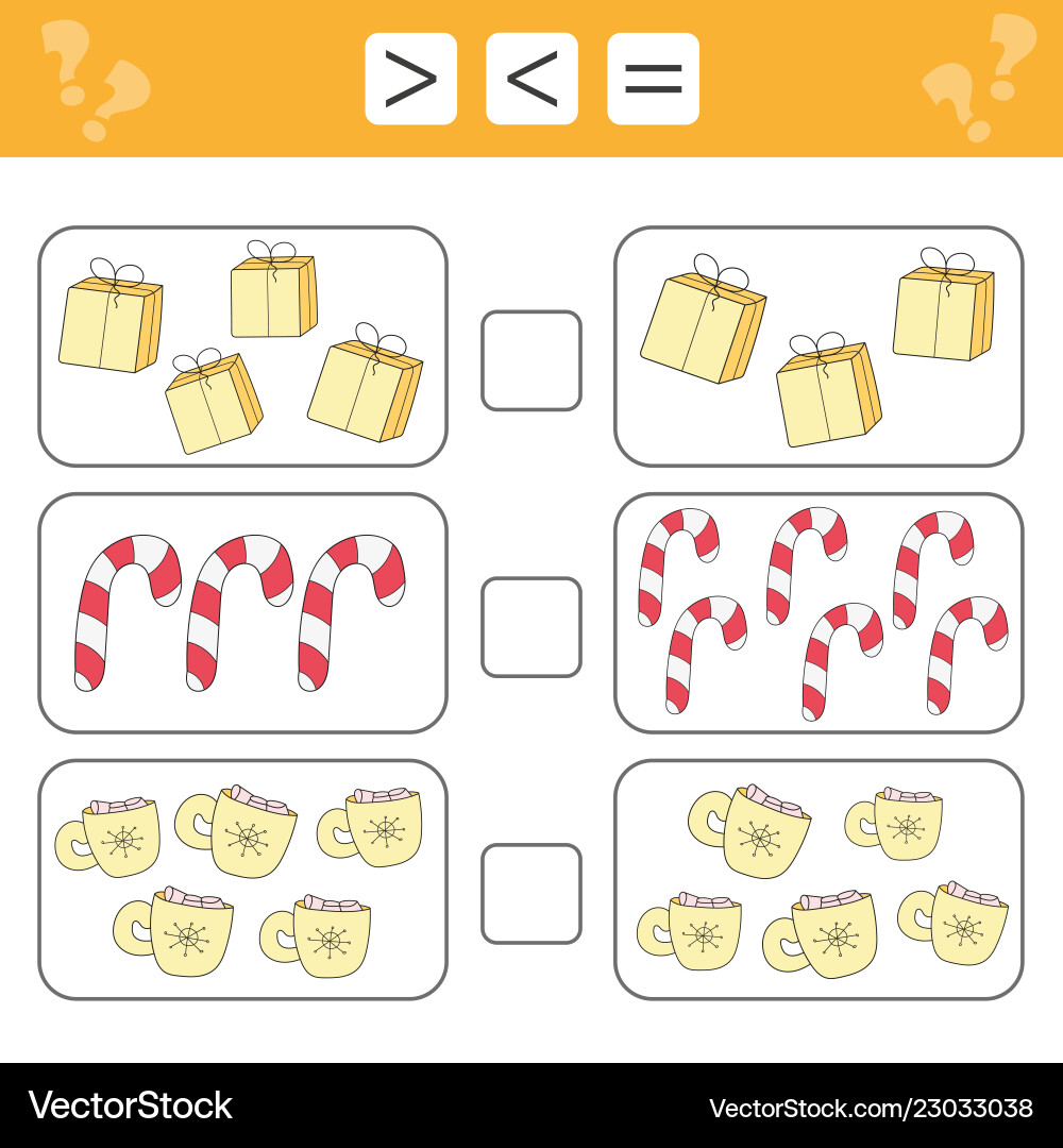 Learning mathematics numbers - choose more less Learning mathematics numbers - choose more less vector image