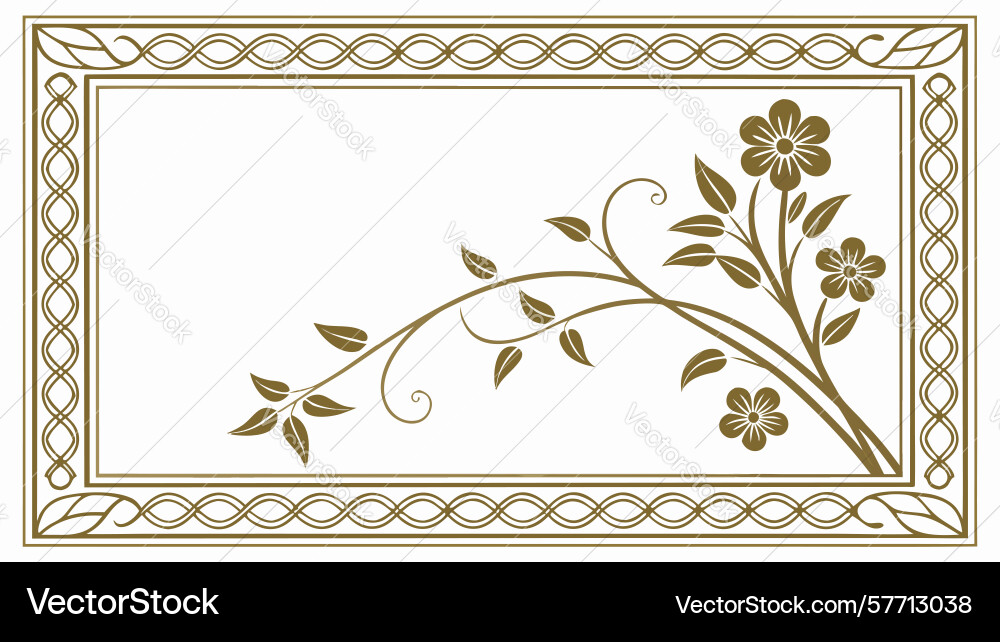 Rectangular frame with floral branch elegant Vector Image