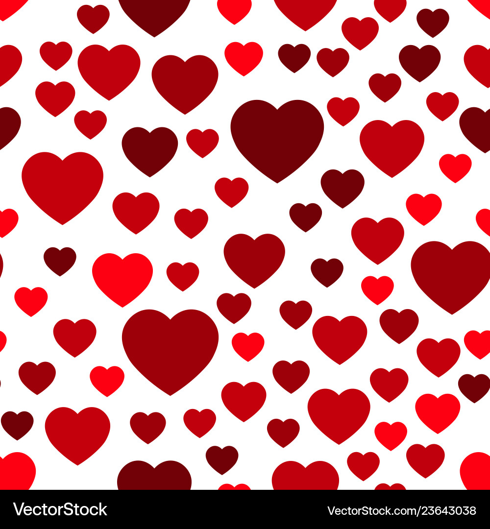Red hearts seamless pattern random scattered vector image