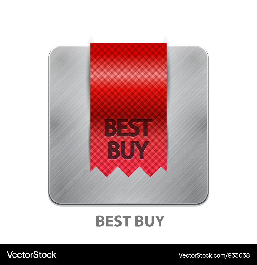 Red ribbon mobile app button vector image