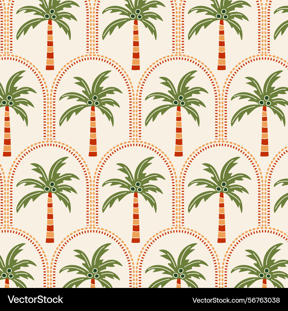 Seamless tropical pattern with palm tree in retro Seamless tropical pattern with palm tree in retro vector image