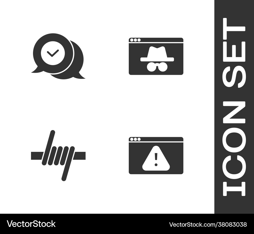 Set browser with exclamation mark check in speech Set browser with exclamation mark check in speech vector image