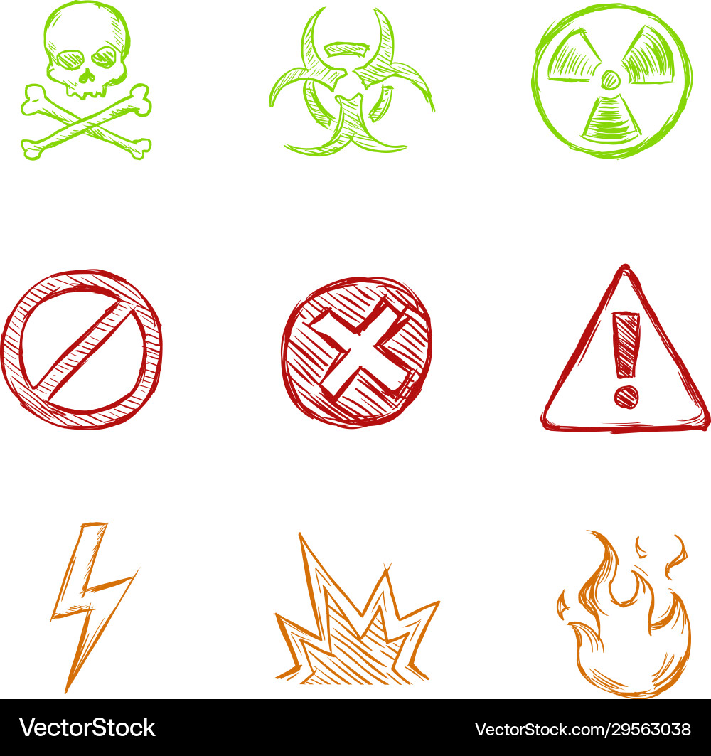 Set color sketch warning icons Set color sketch warning icons vector image