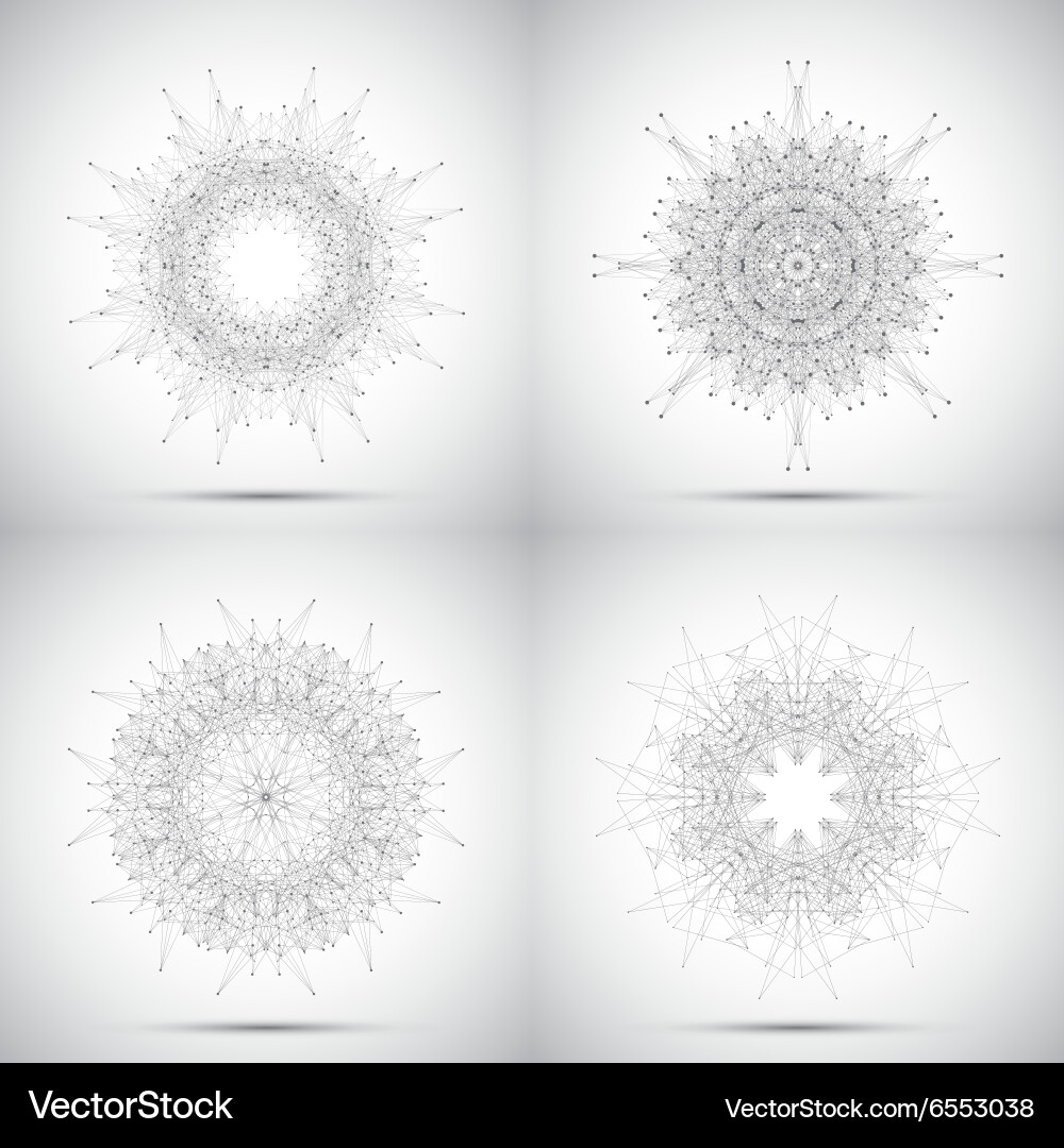 Set of geometric form with connected lines vector image