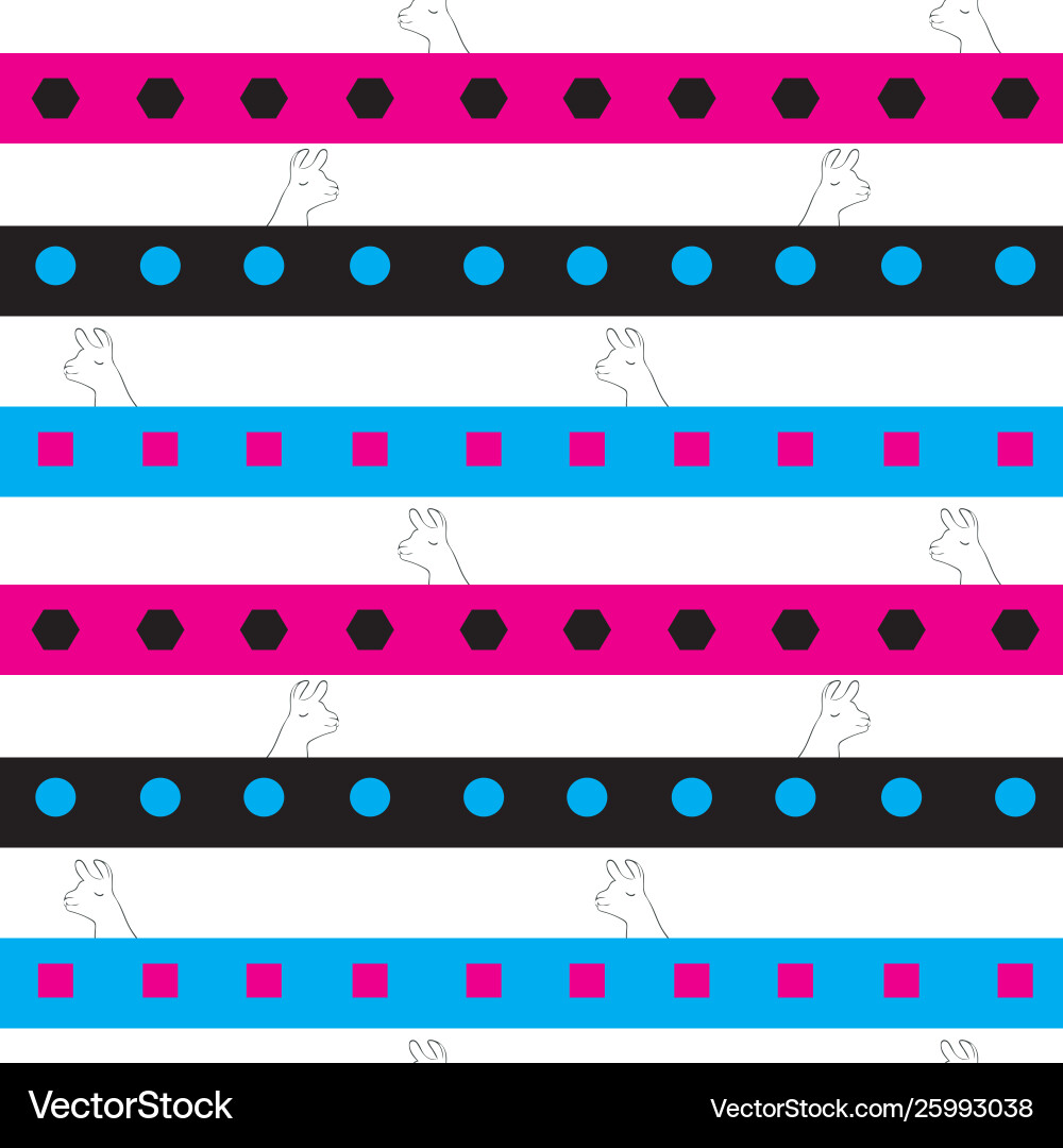 Striped llama print repeat seamless pattern vector image
