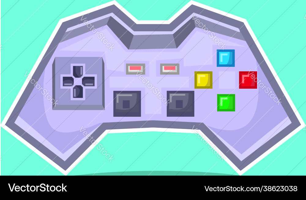 Video game joystick with colorful buttons and squa Vector Image