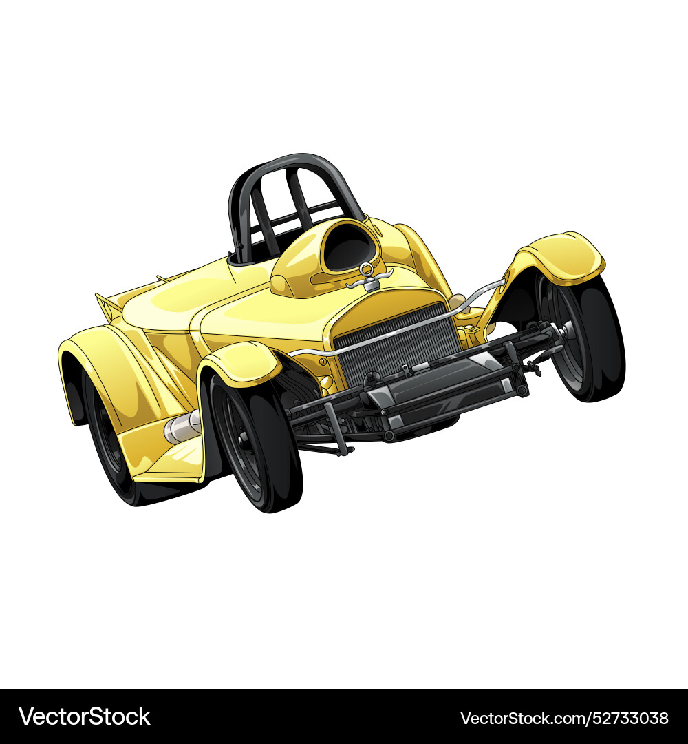 Yellow drag racing car with black strip Royalty Free Vector