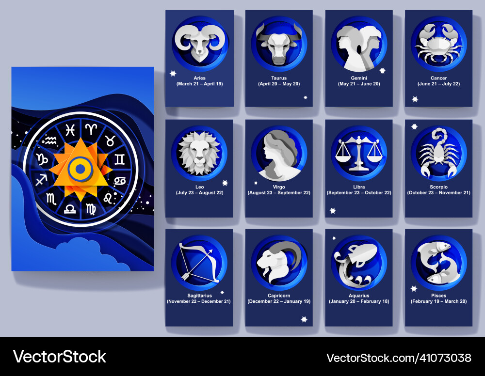 Zodiac wheel twelve horoscope signs paper Zodiac wheel twelve horoscope signs paper vector image