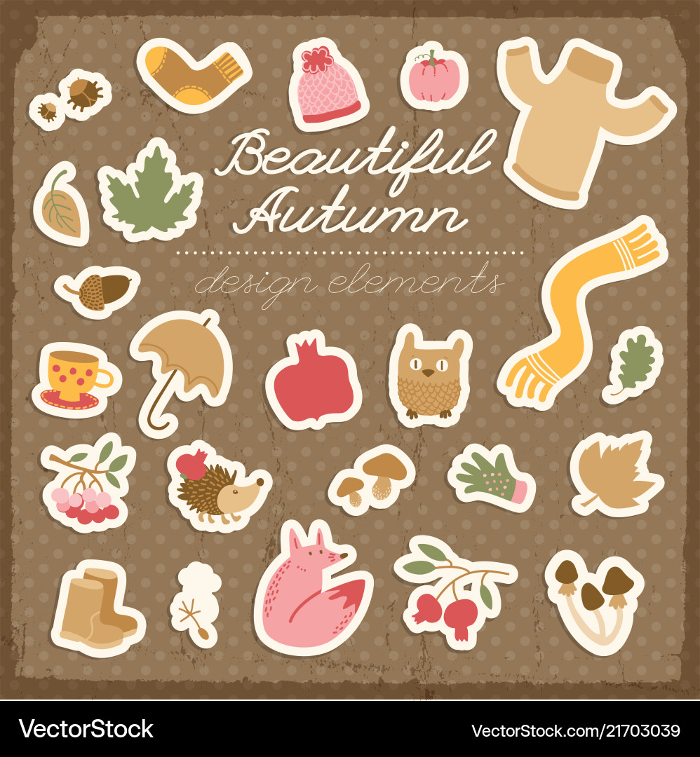Autumn design elements set vector image