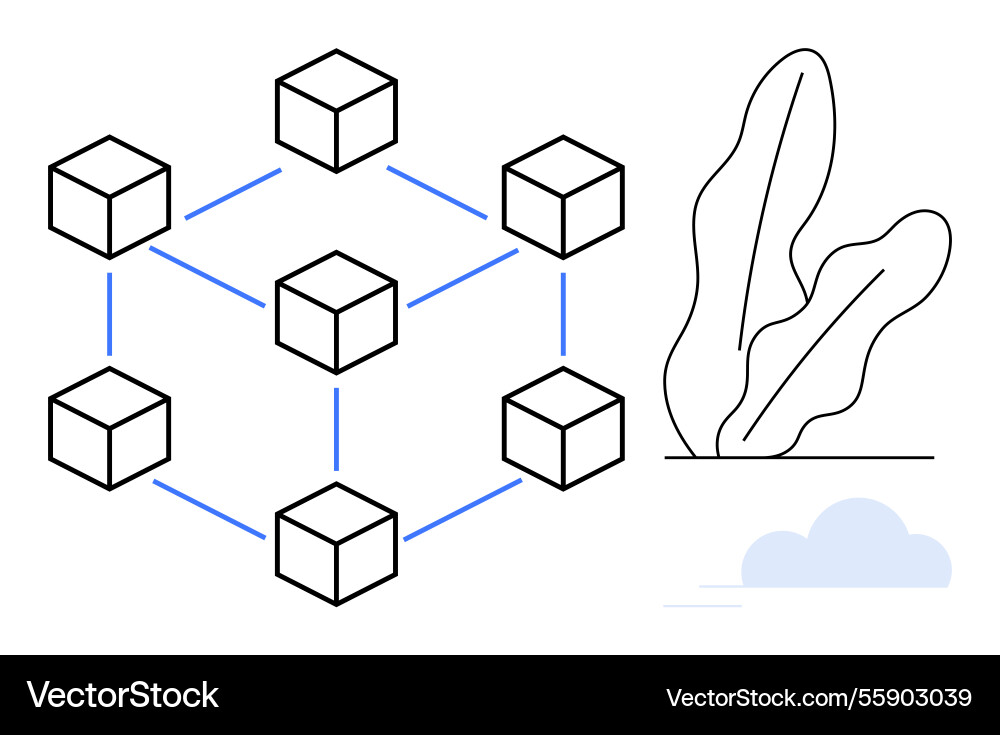 Blockchain network connected with cubes Blockchain network connected with cubes vector image