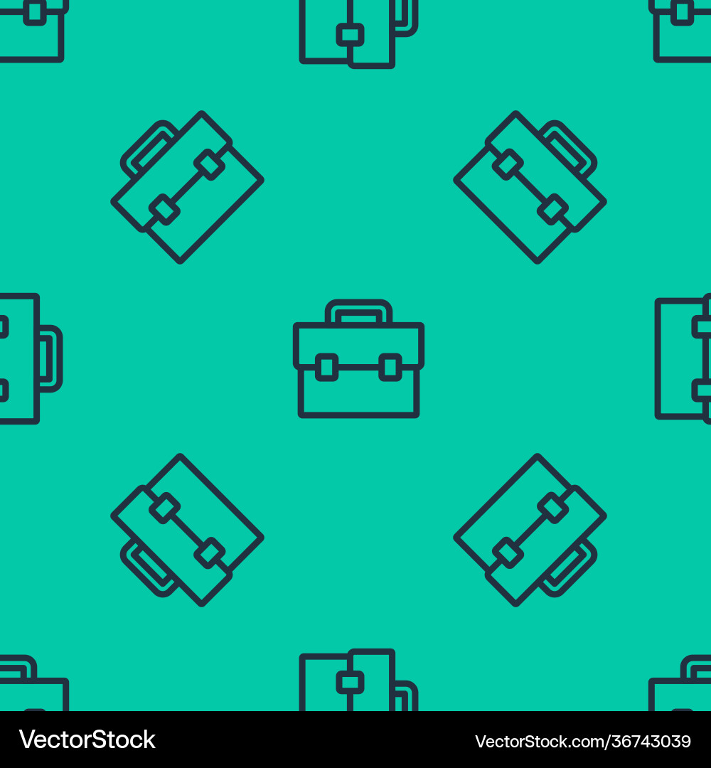 Blue line briefcase icon isolated seamless pattern Vector Image