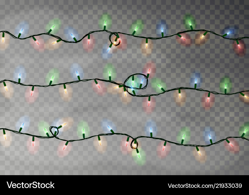 Christmas color lights string transparent effect Christmas color lights string transparent effect vector image