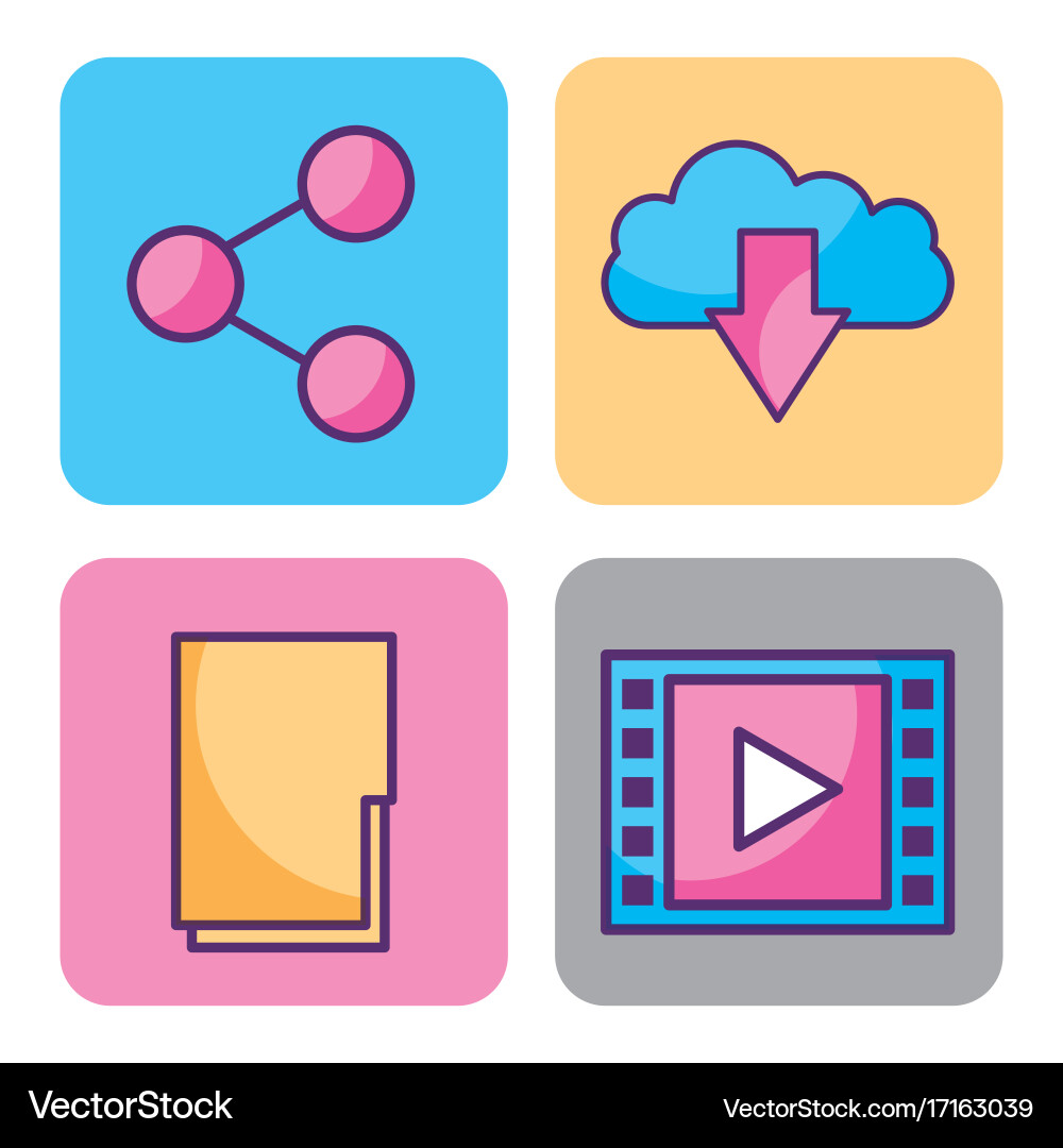 Cloud computing digital elements app social media vector image