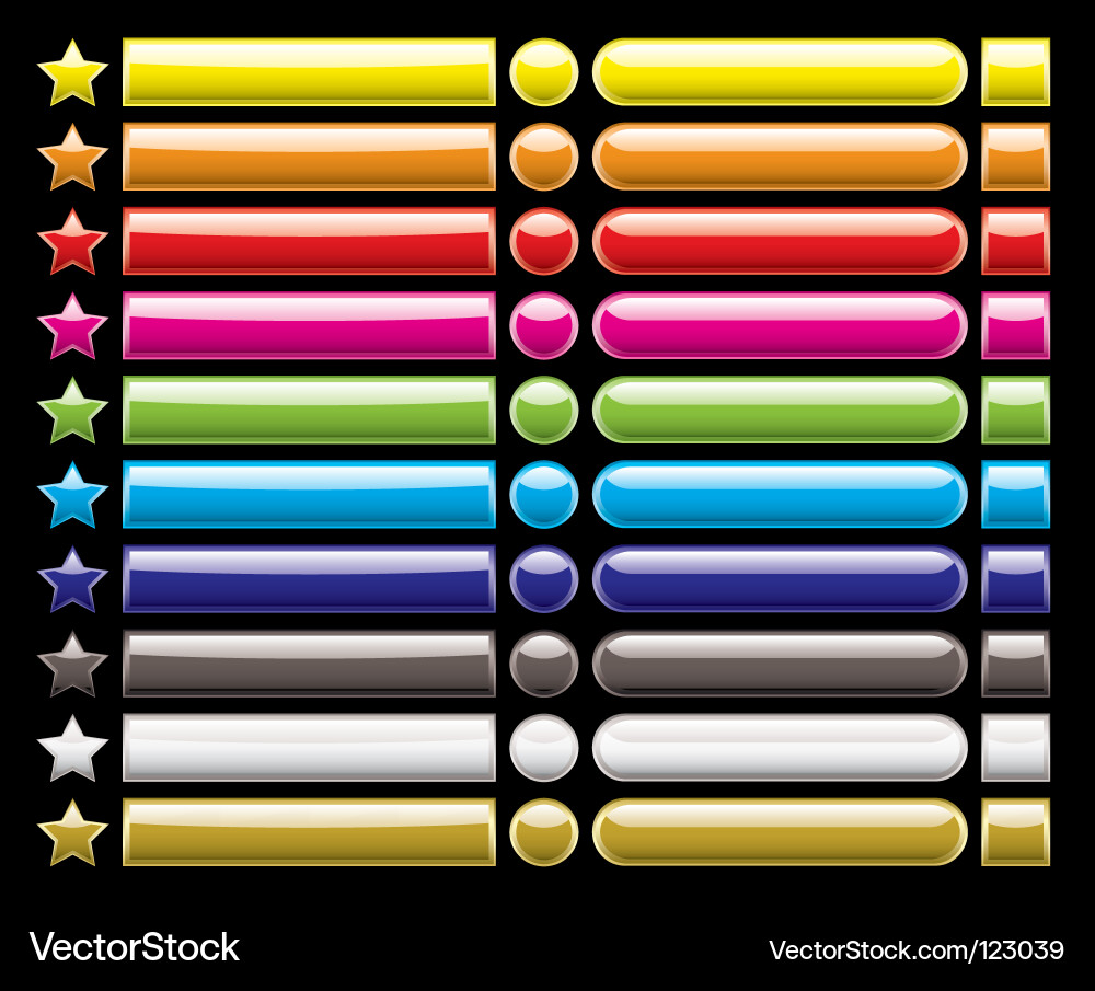 Colorful Web Button Collection Vector Image