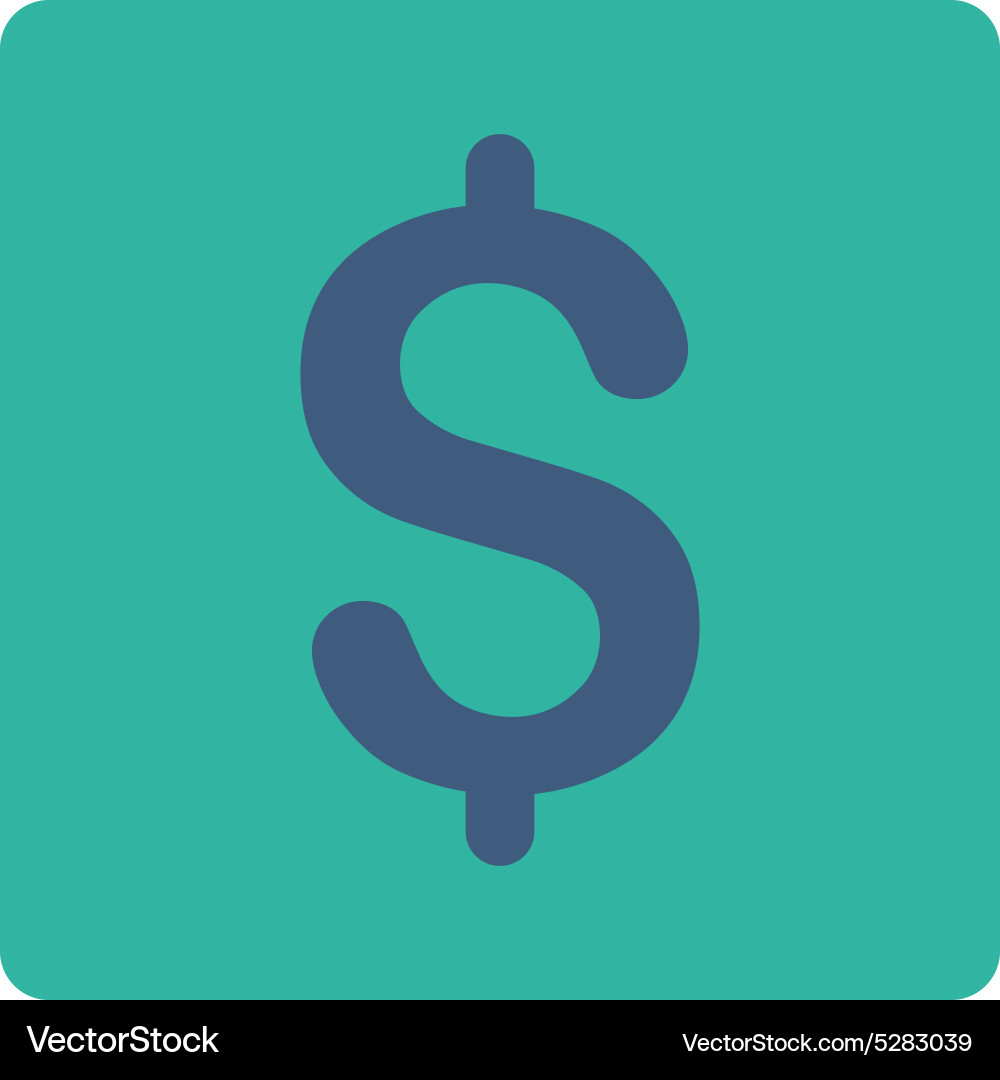 Dollar flat cobalt and cyan colors rounded button Vector Image