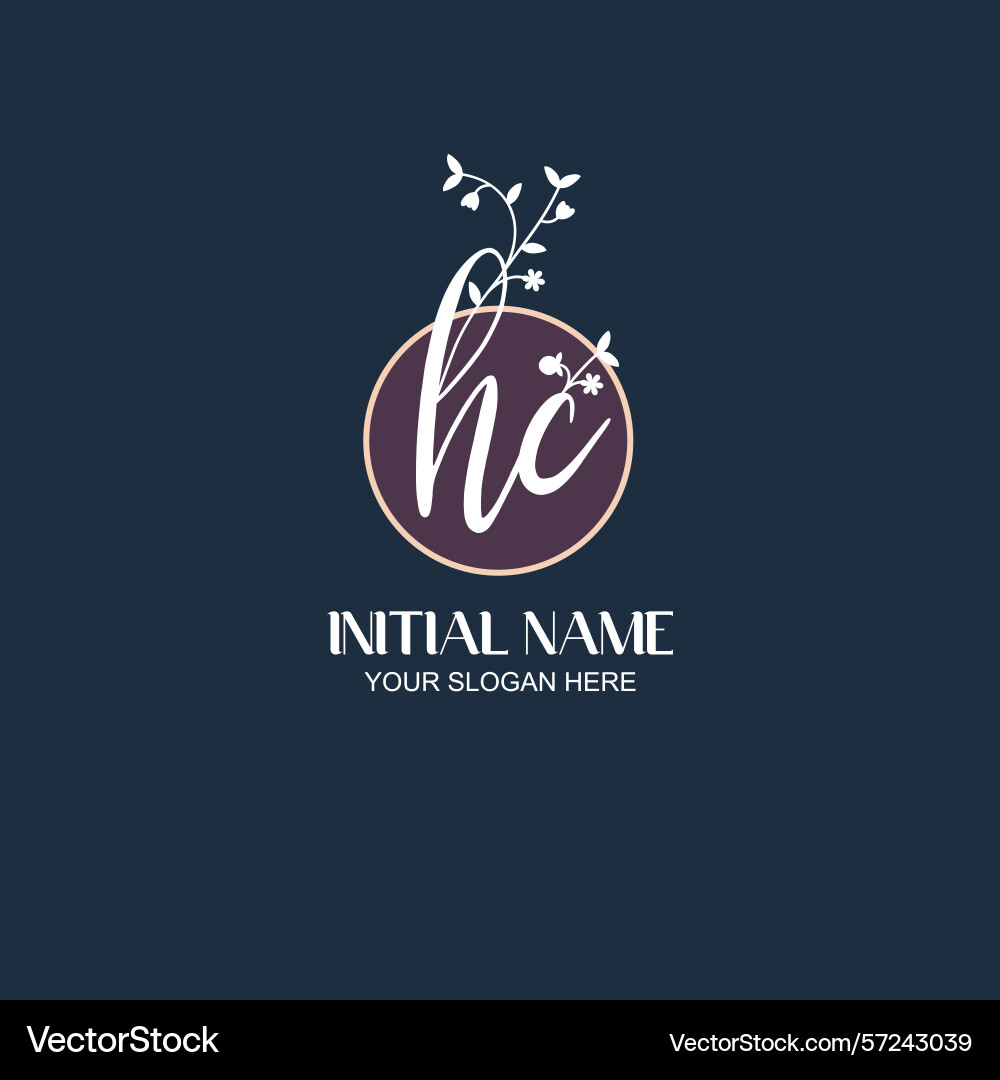 Elegant hc initial logo design with botanical Elegant hc initial logo design with botanical Vector Image