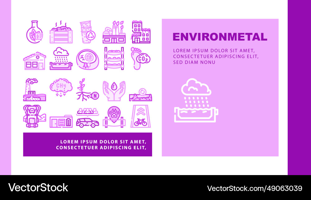 Engineer environmental technology landing header Engineer environmental technology landing header Vector Image