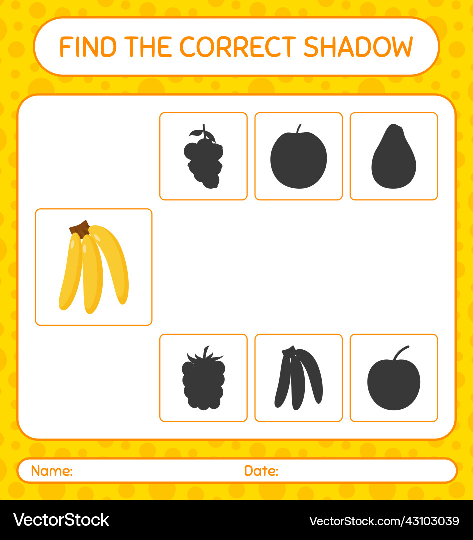 Find the correct shadows game with banana Find the correct shadows game with banana vector image