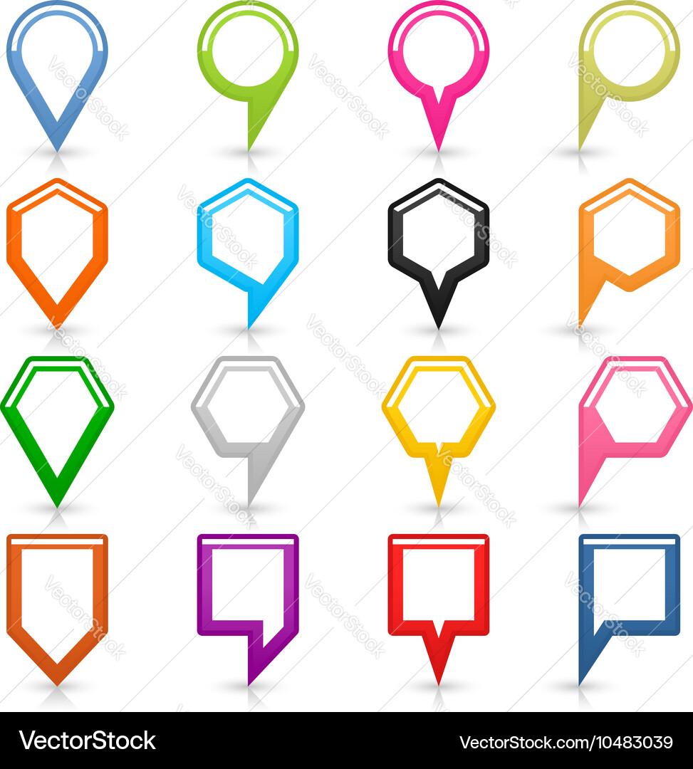 Flat icon set map pin sign with shadow vector image
