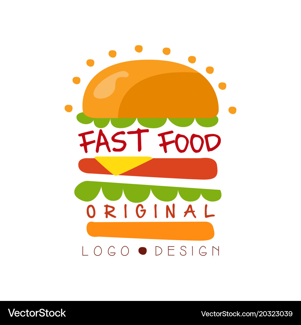 Hamburger Fast Food Logo Vektorbild