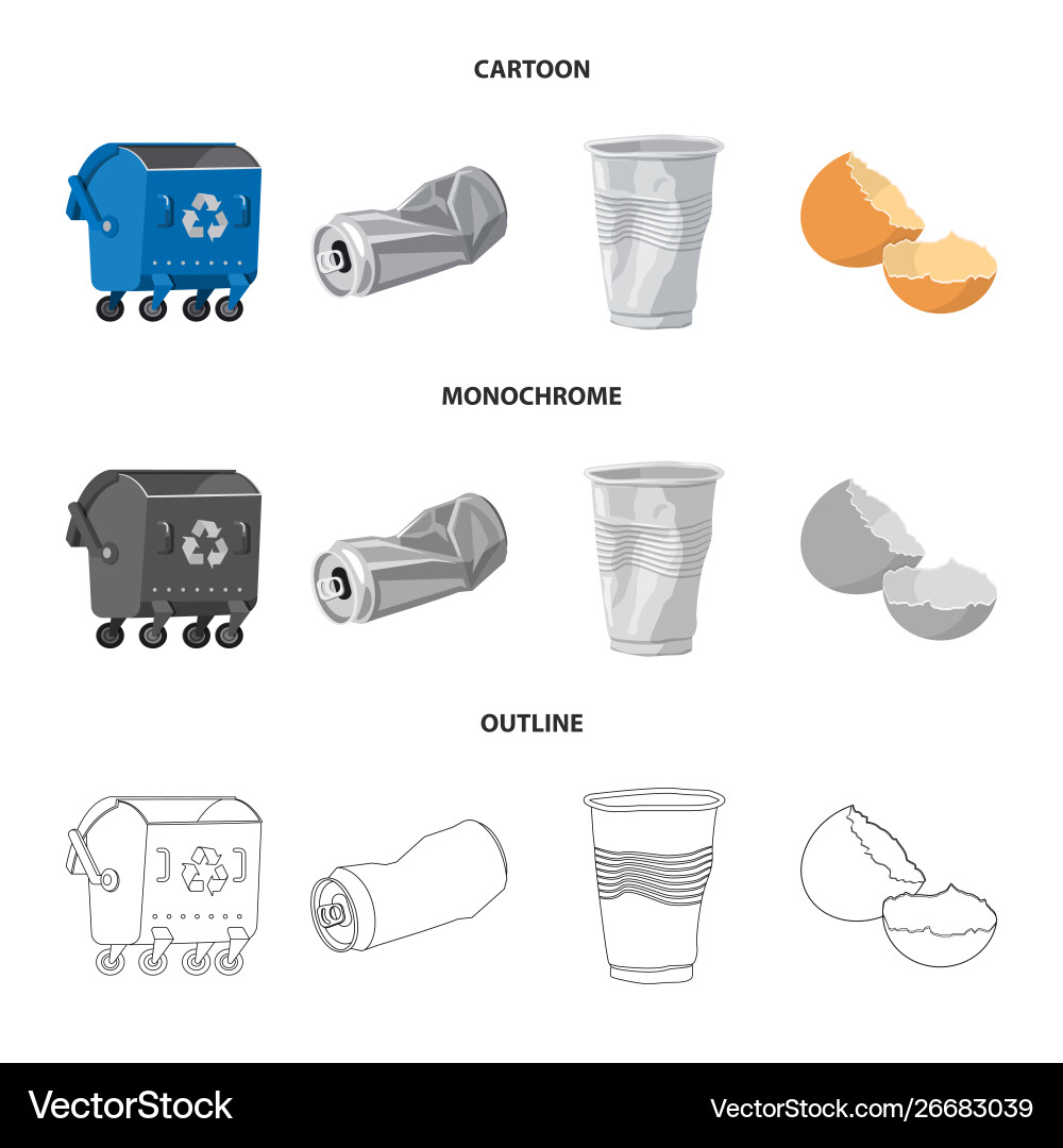 Isolated object refuse and junk sign set vector image