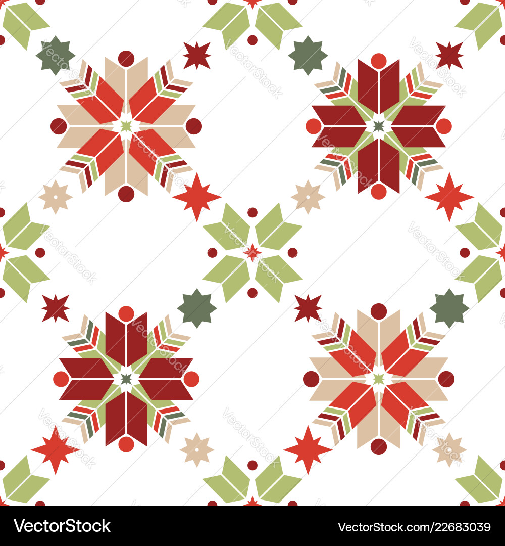 Seamless pattern of geometric snowflakes nordic Vector Image