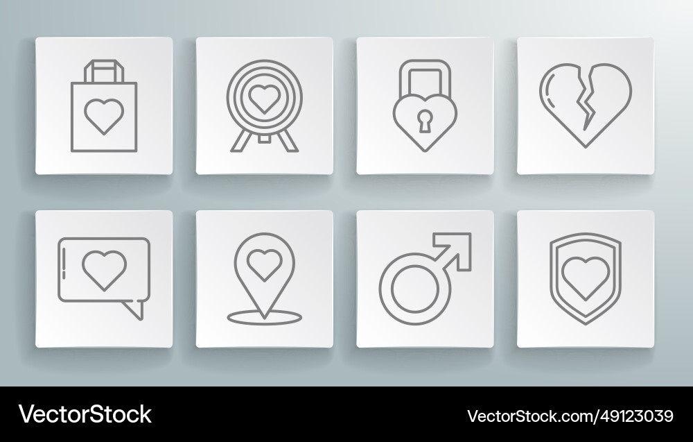 Set line like and heart in the center Set line like and heart in the center vector image