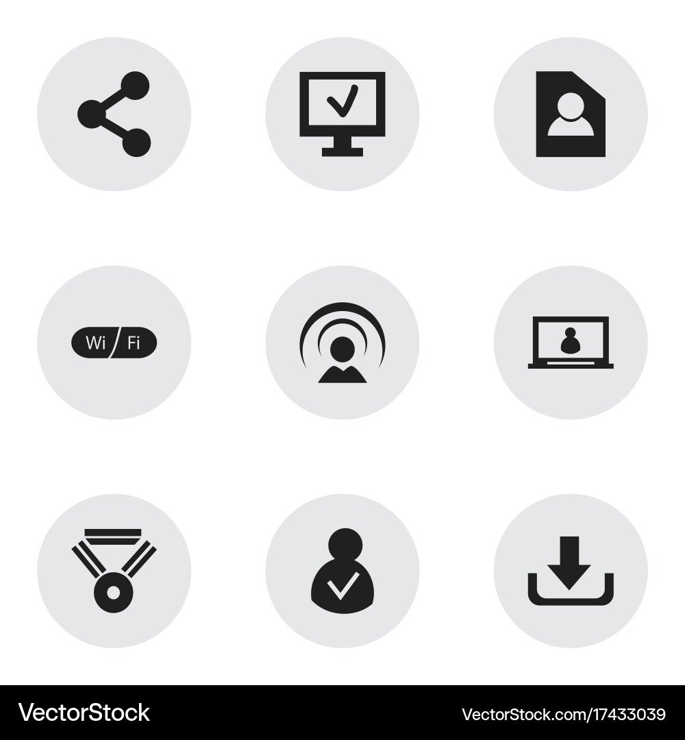 Set of 9 editable network icons includes symbols Vector Image
