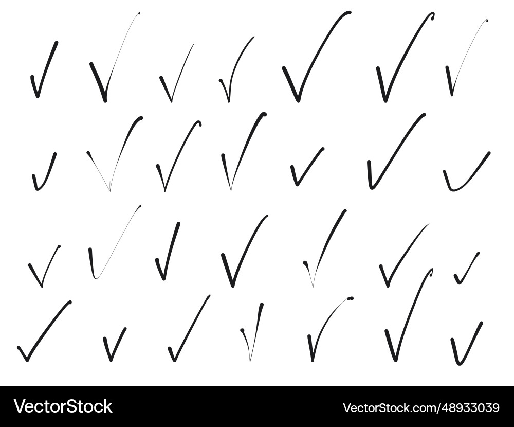 Set of doodles with check mark Vector Image
