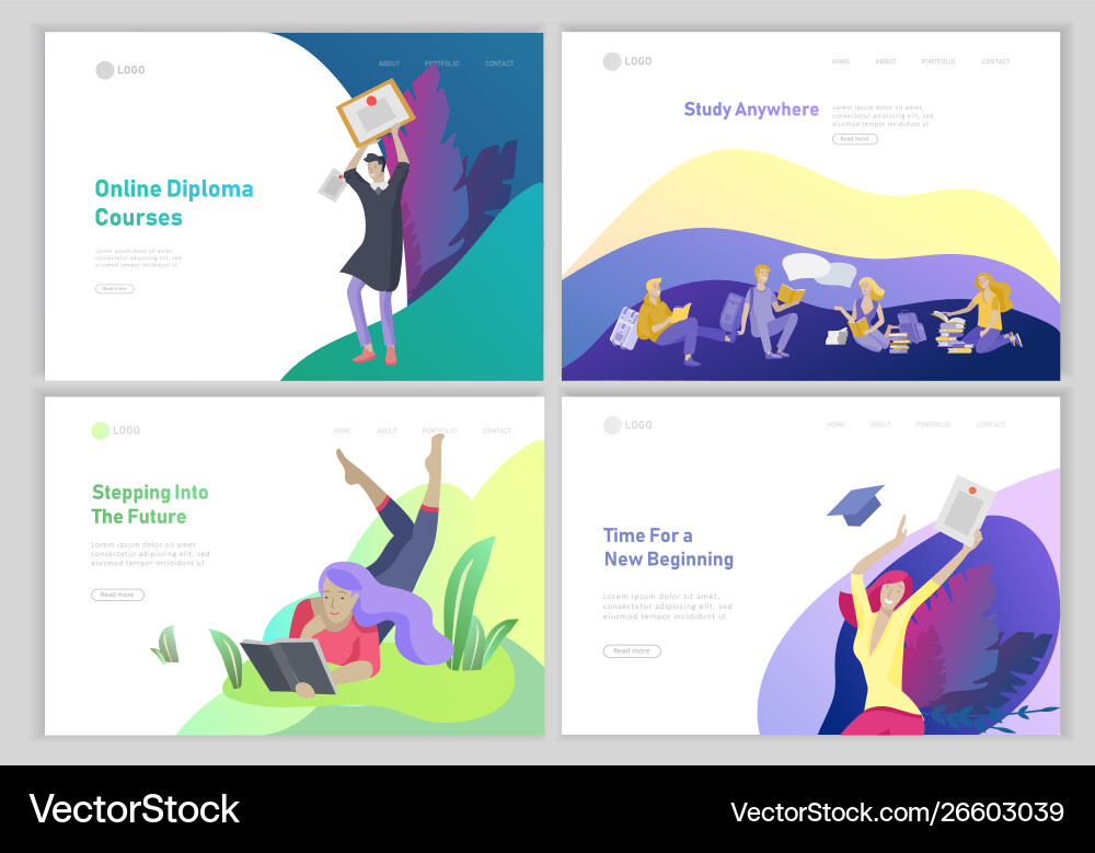 Set web page design templates with relaxed Vector Image