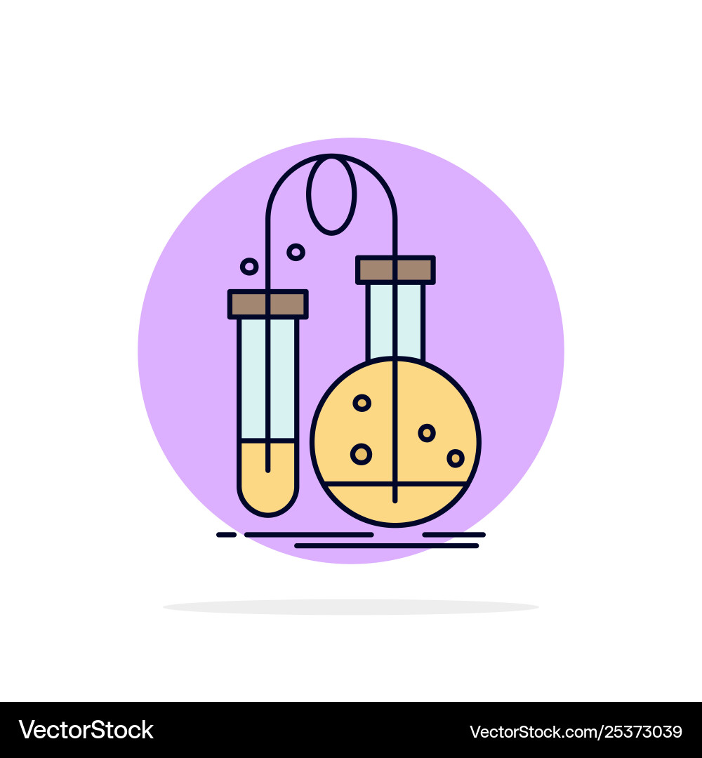 Testing chemistry flask lab science flat color Vector Image