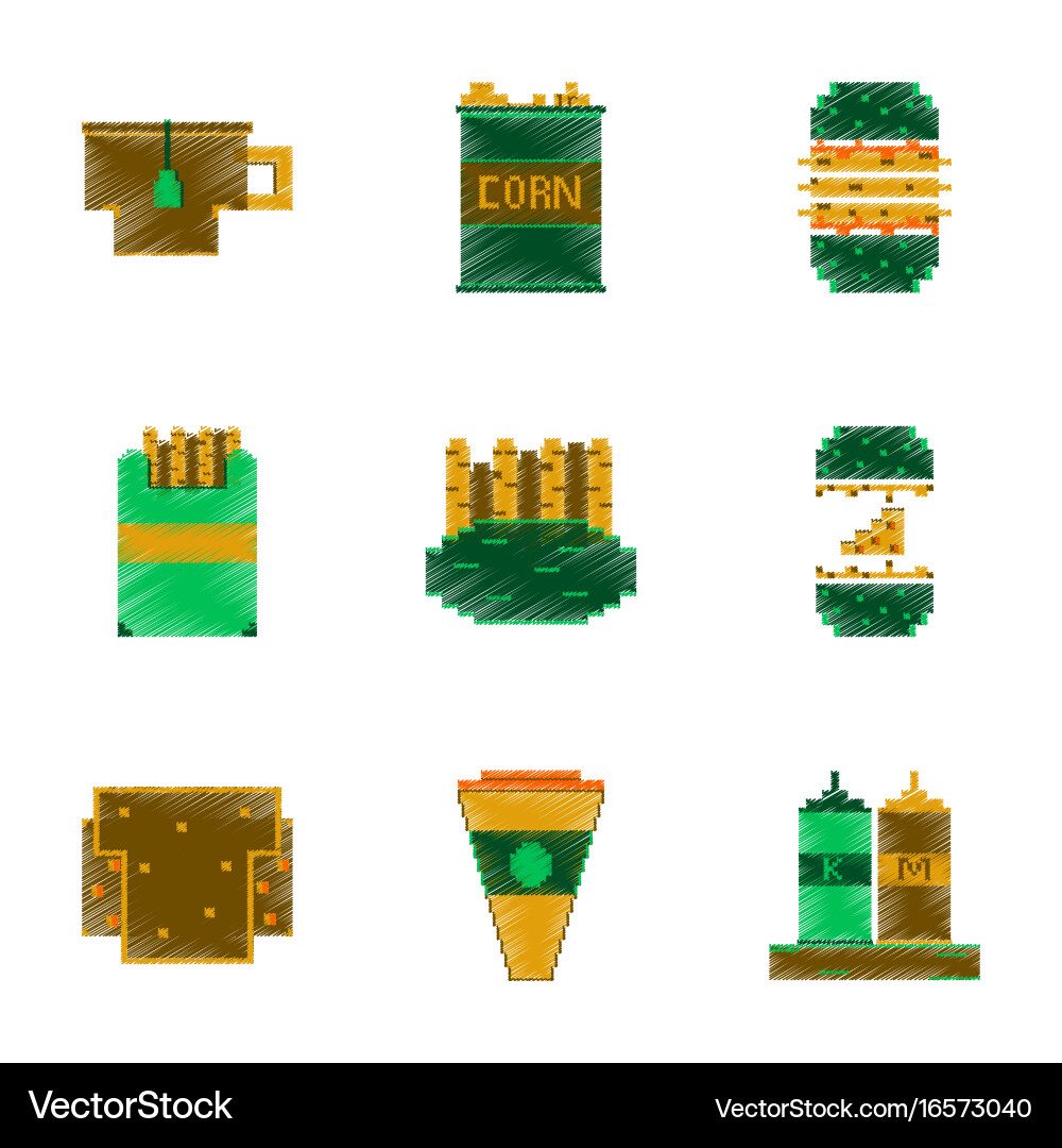 Assembly of flat shading style pixel icon fast Vector Image