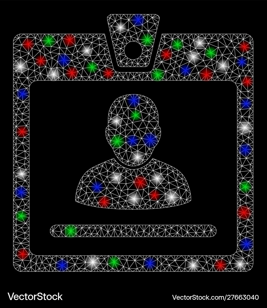 Bright mesh wire frame access badge with light Vector Image