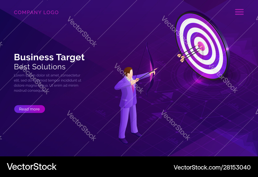 Business target solution isometric concept vector image