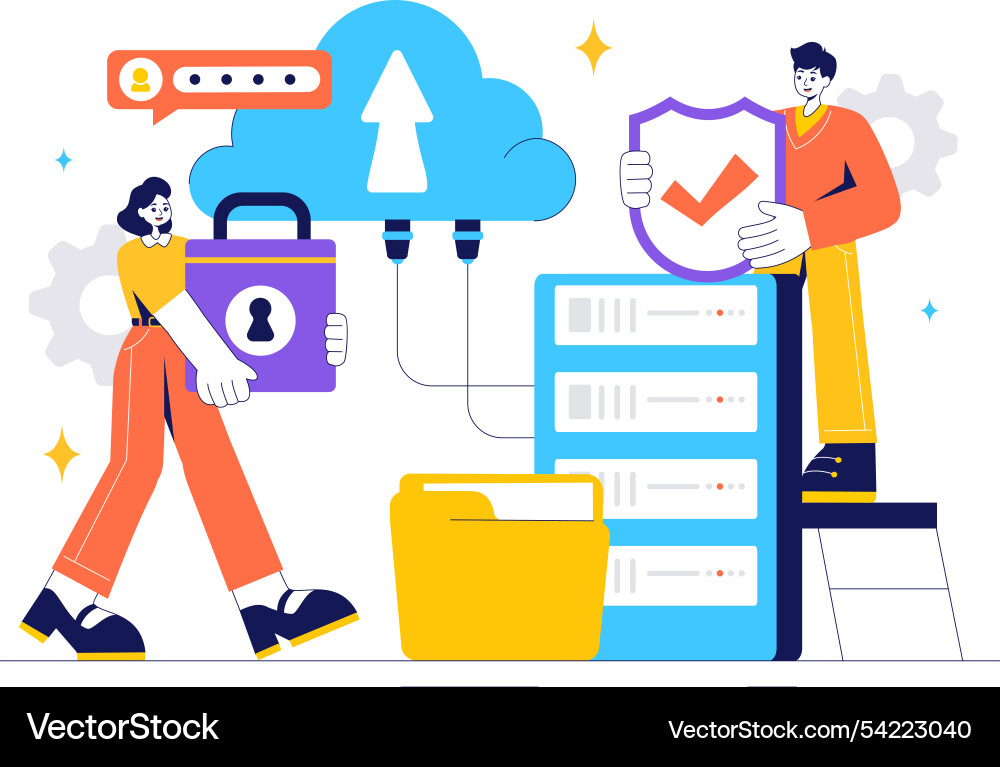 Digital cloud security of safety and data Digital cloud security of safety and data vector image