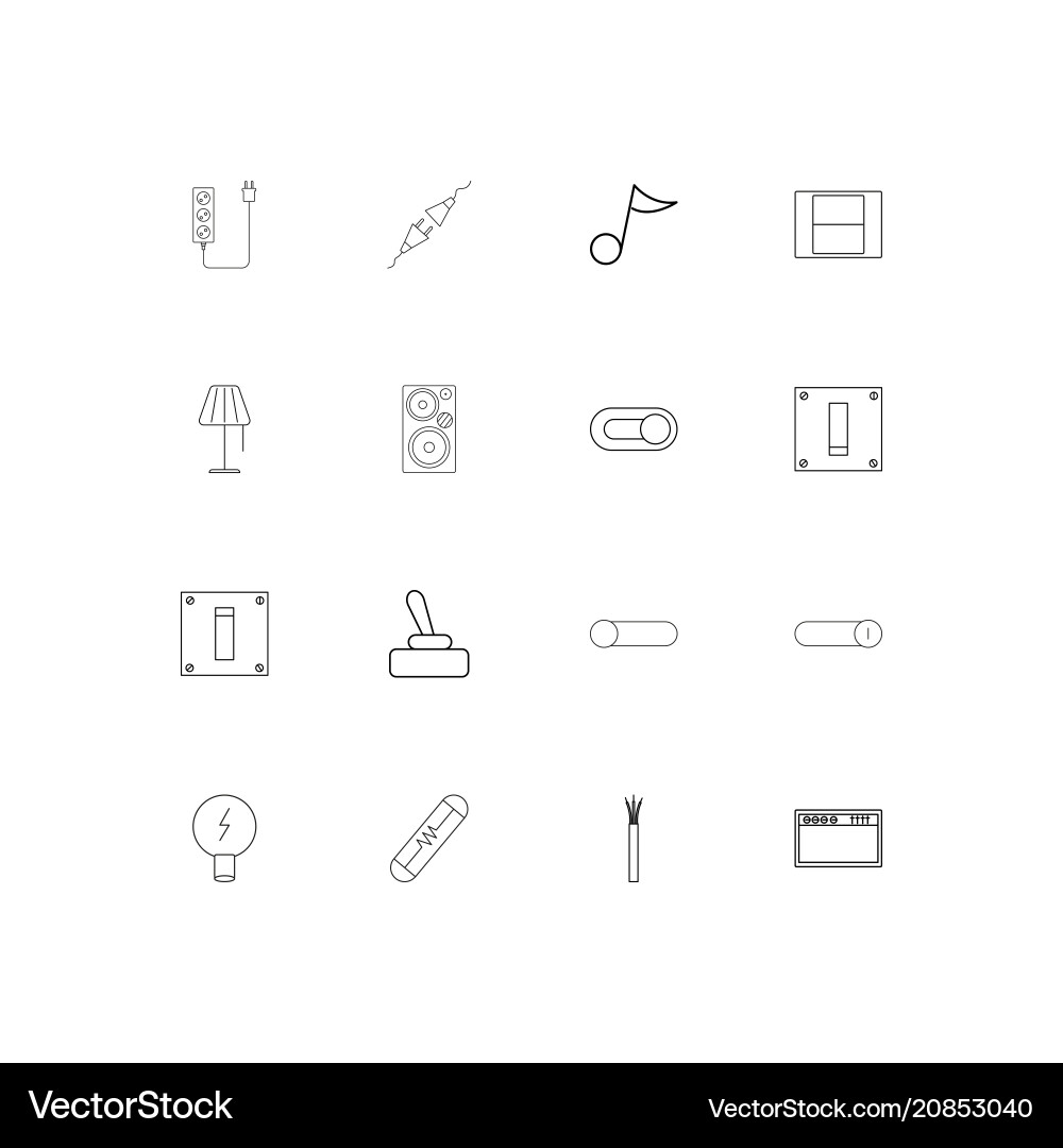 Electrical linear thin icons set outlined simple vector image