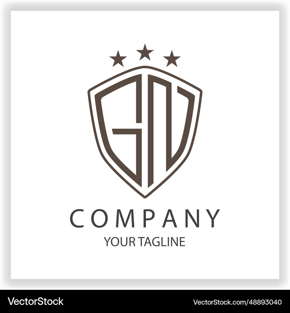 Gn logo monogram with shield shape isolated black Vector Image