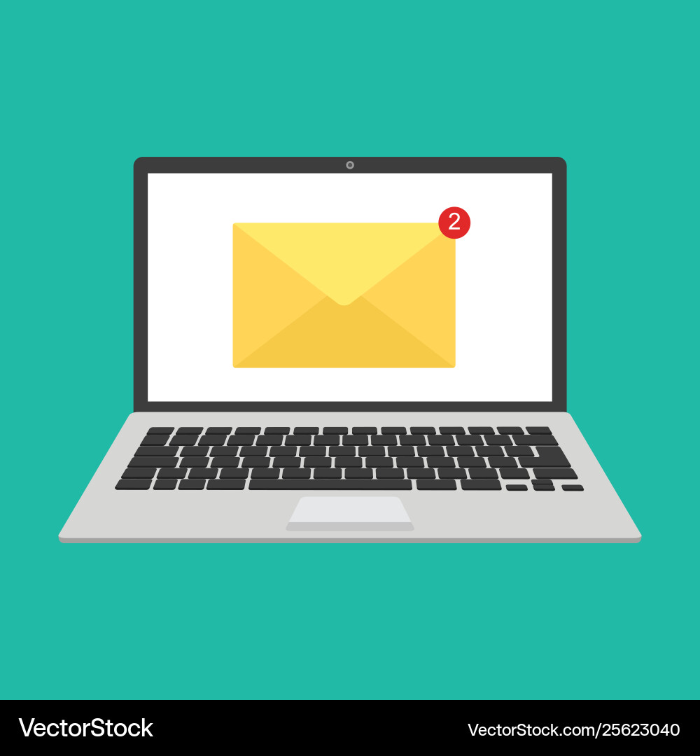 Laptop with envelope and read email on screen Laptop with envelope and read email on screen vector image