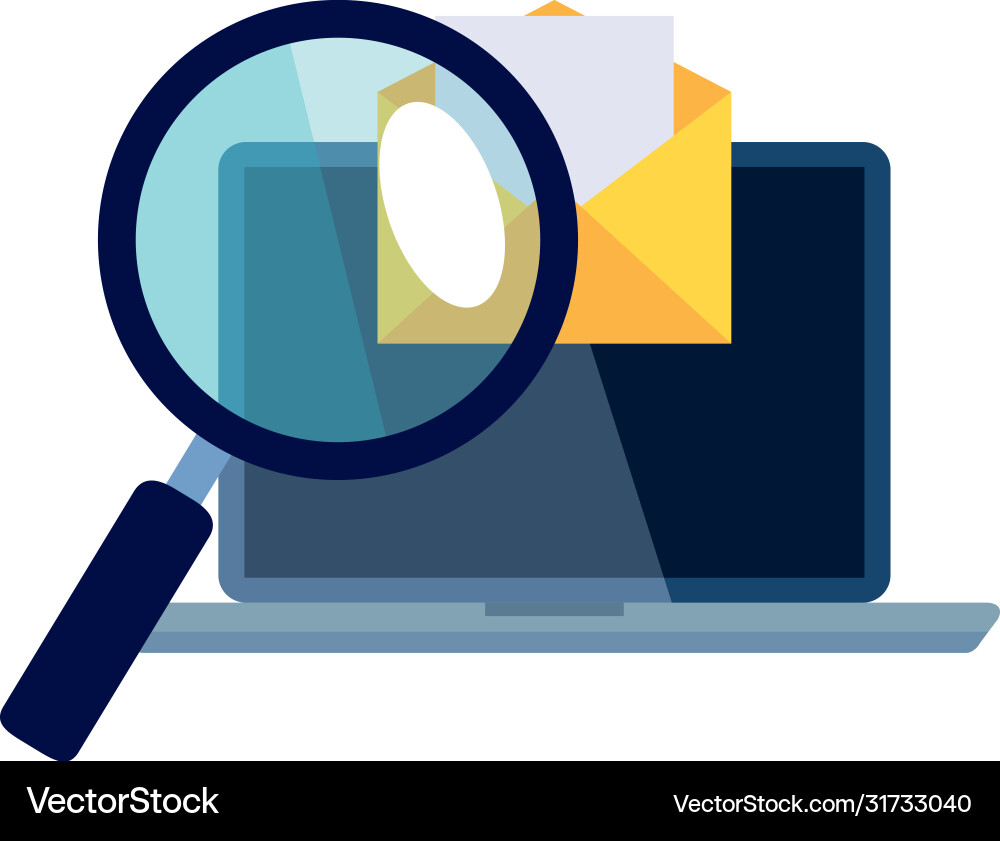 Laptop with envelope message and lupe Laptop with envelope message and lupe Vector Image