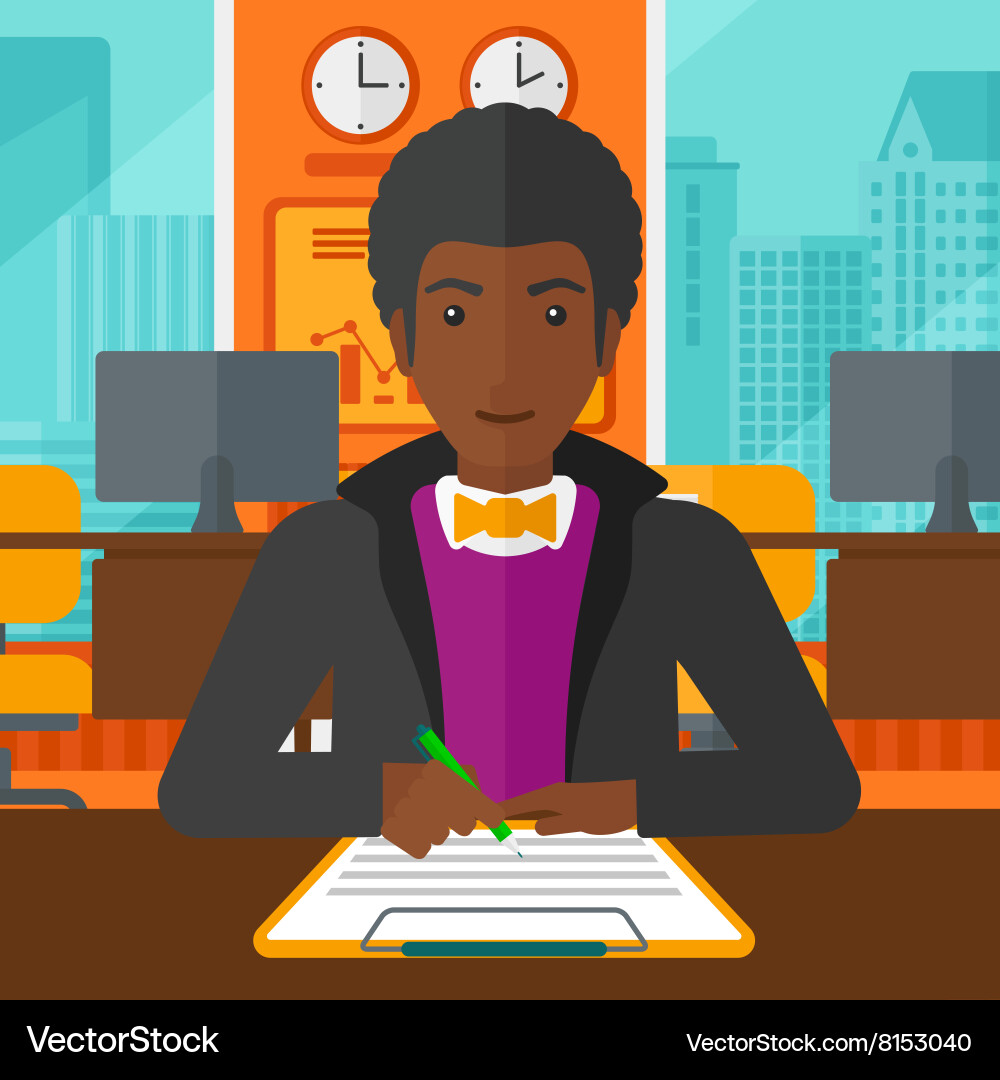 Man signing contract Vector Image