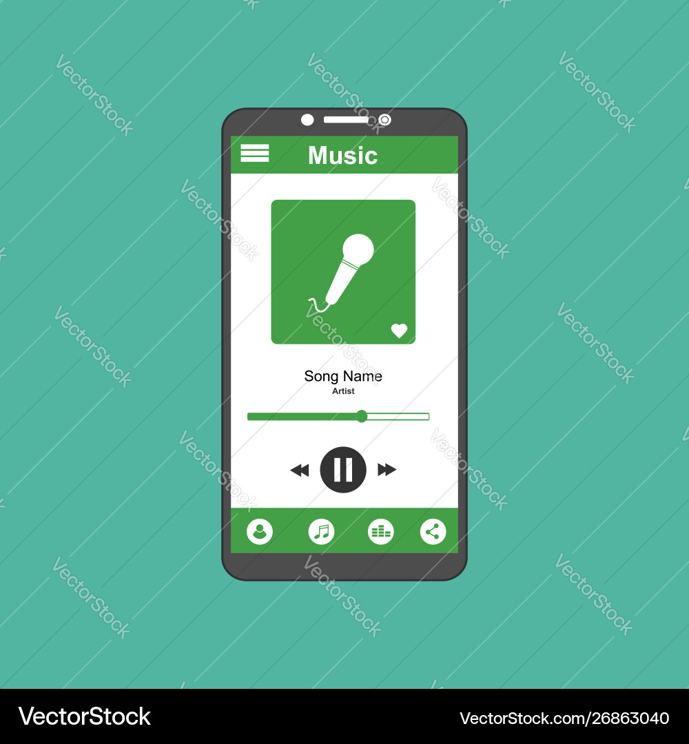 Media player application app template with flat Vector Image