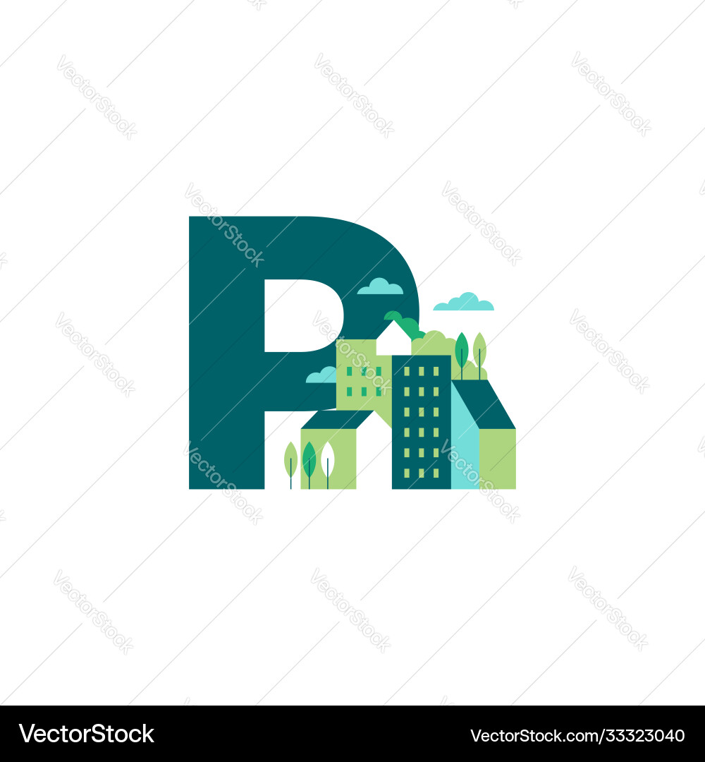 Modern initial p building Vector Image