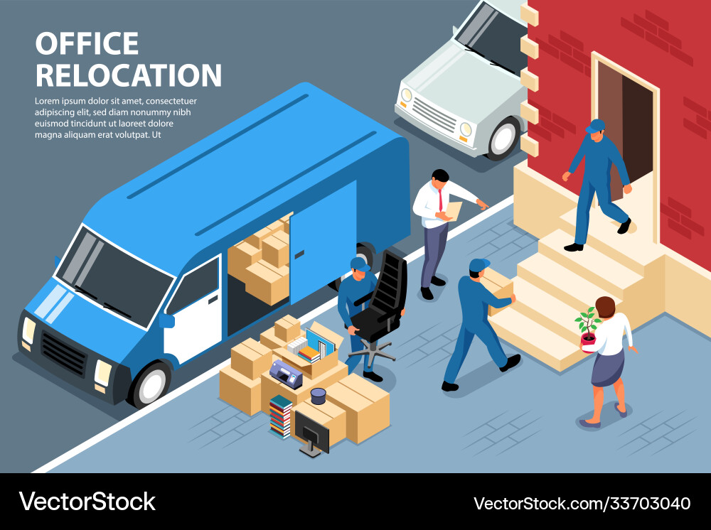 Office relocation loading composition vector image