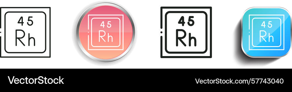 Rhodium icon thin linear regular and button style Rhodium icon thin linear regular and button style vector image