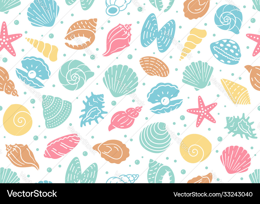 Seashell seamless pattern background Seashell seamless pattern background vector image