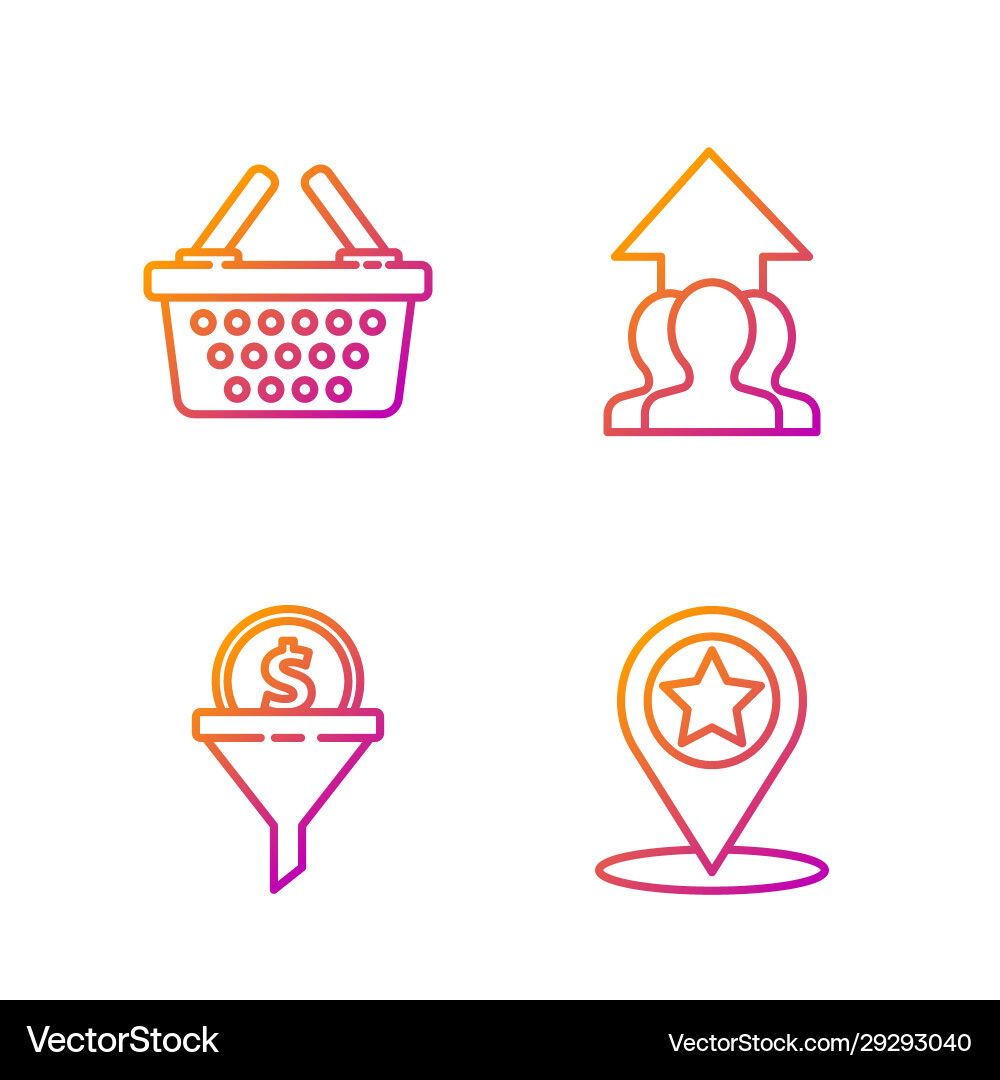 Set line map pointer with star lead management Vector Image