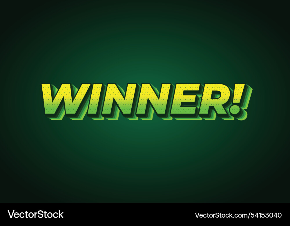Winner text effect with modern color in 3d style Vector Image