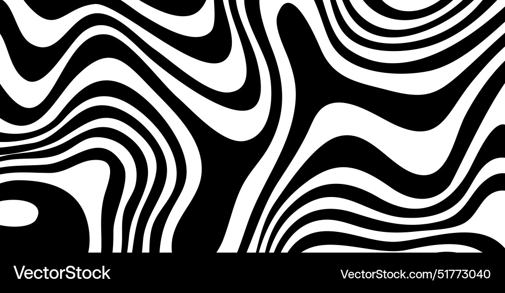 Zebra wavy pattern distorted black and white Vector Image