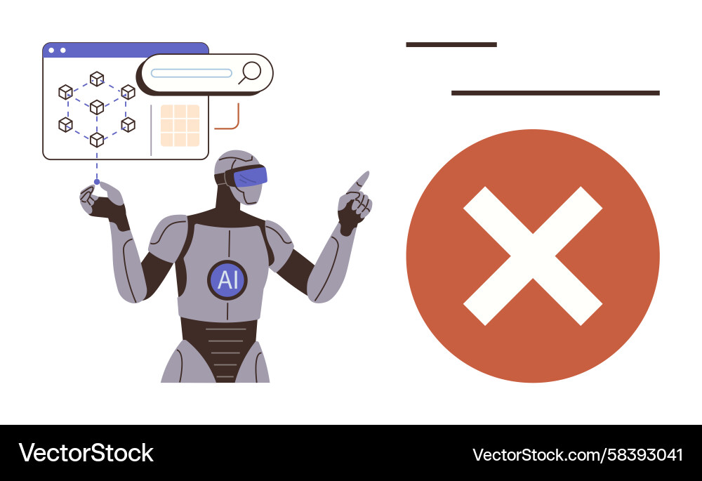 AI Error Detection Robot Vector Image